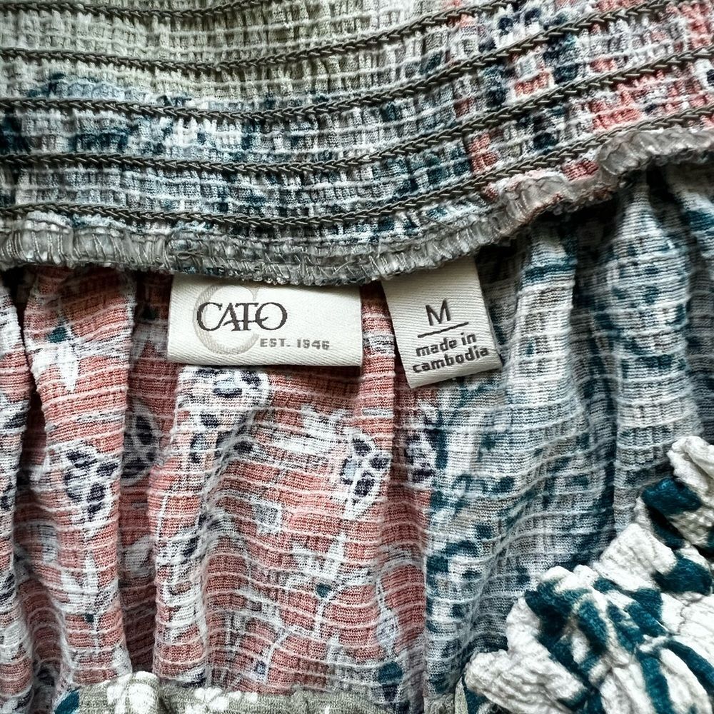 Cato est 1946 Plaid Floral Patchwork Style Faux Button Down Skirt Elastic Waist - Picture 5 of 7